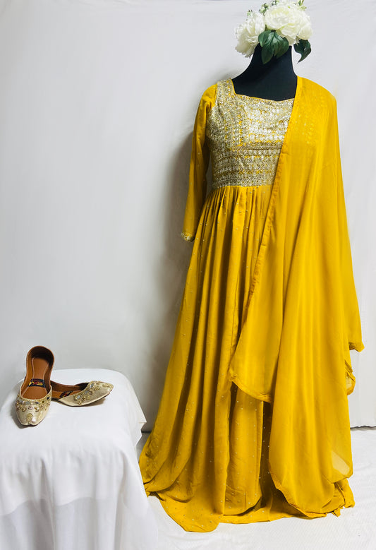 Deep Yellow Chiffon Dress